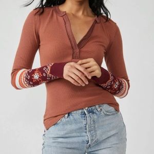 Free People Autumn Combo Cozy Long Sleeve Shirt for Fall